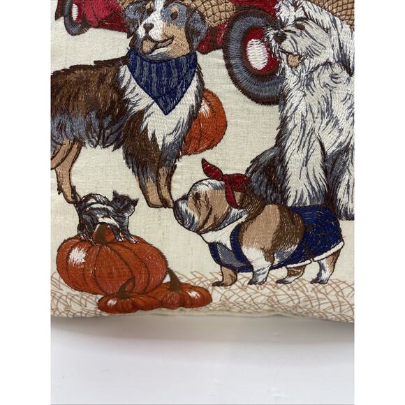 Pier 1 Dog Cat Pumpkin Autumn/Fall Theme Throw Pillow 15”x 15”, Zipper - Picture 4 of 9